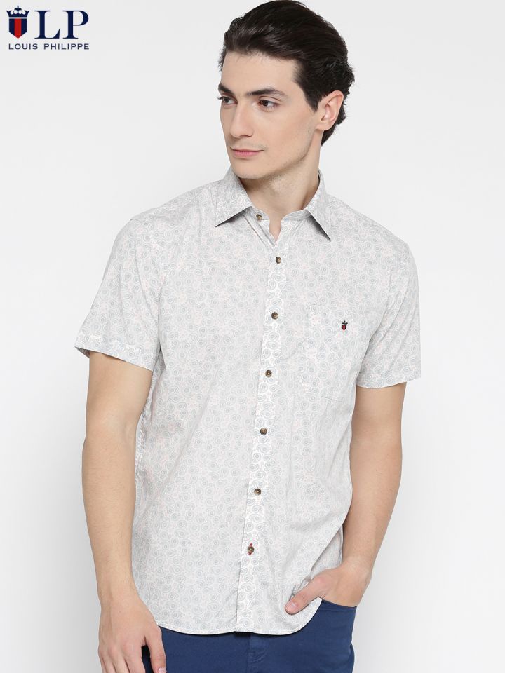 Buy Louis Philippe Sport Men Off White Tailored Fit Printed Casual