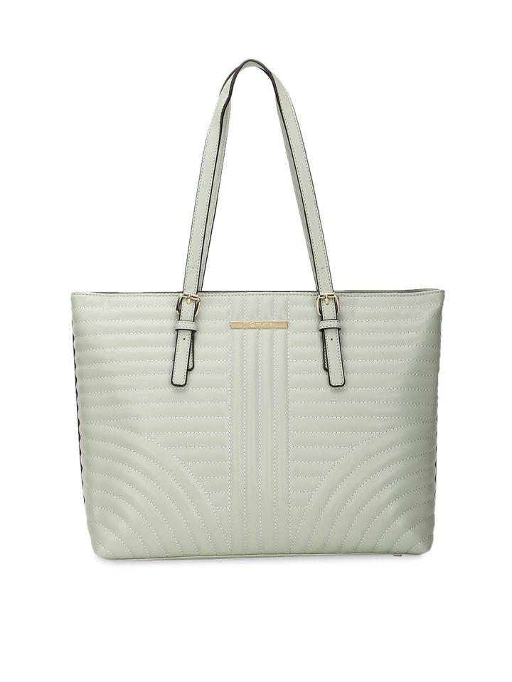 Buy Marie Claire Green Textured Structured Shoulder Bag With