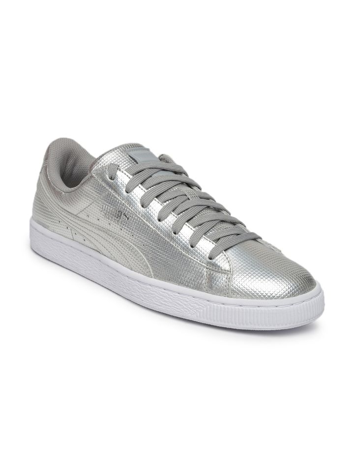 Buy Puma Unisex Silver Toned Basket Classic Holographic Sneakers
