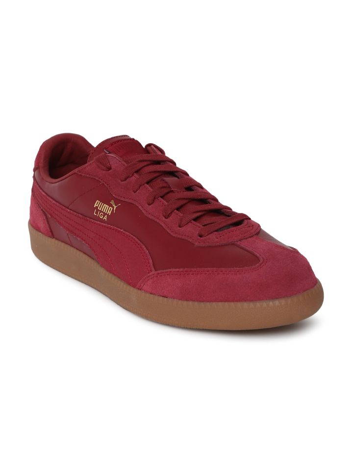 Puma Unisex Red Liga Tibetan Leather Sneakers