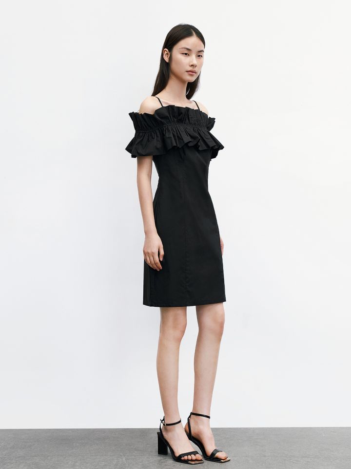 Cold shoulder a line dress sales
