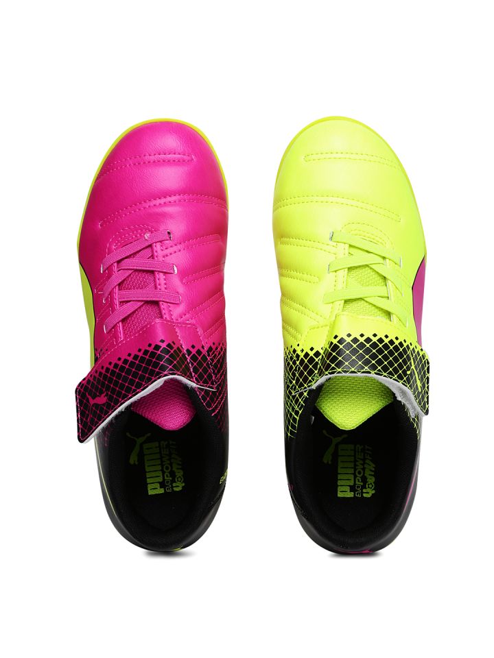 puma pink fluorescent green cricket shoes