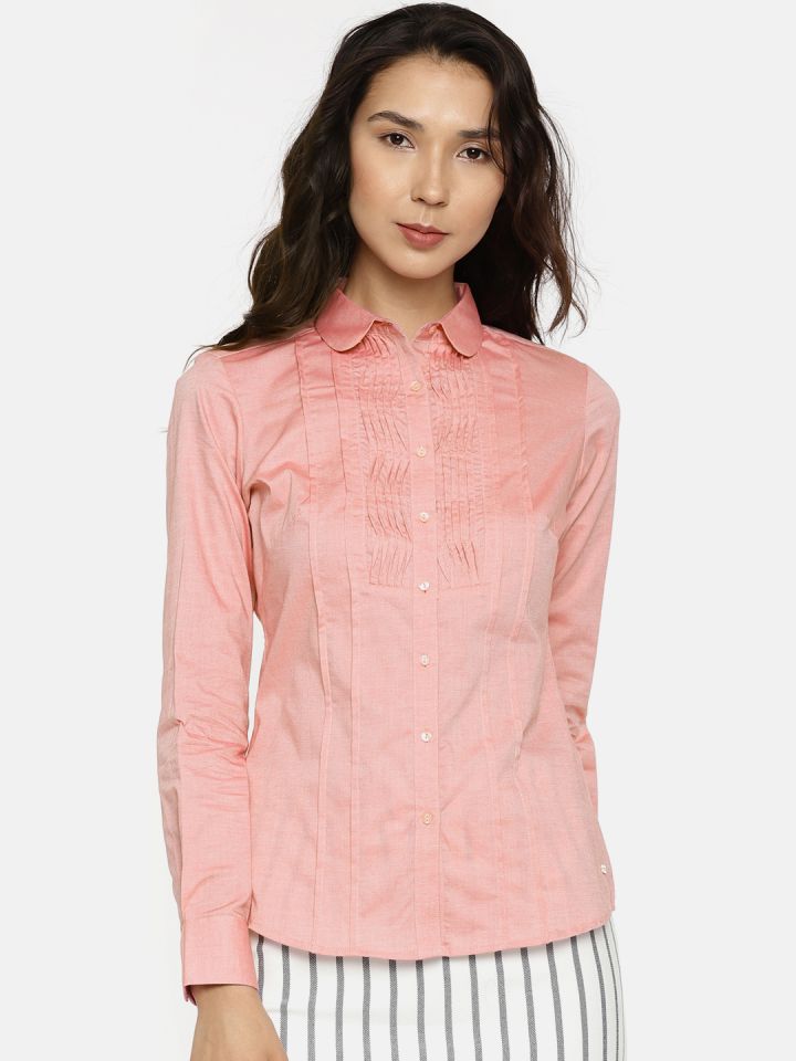 Buy Park Avenue Woman Pink Regular Fit Solid Semiformal Shirt