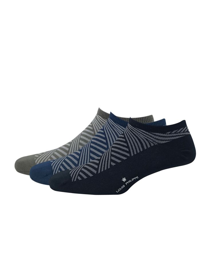 Buy Louis Philippe Men Pack Of 3 Patterned Ankle Length Socks