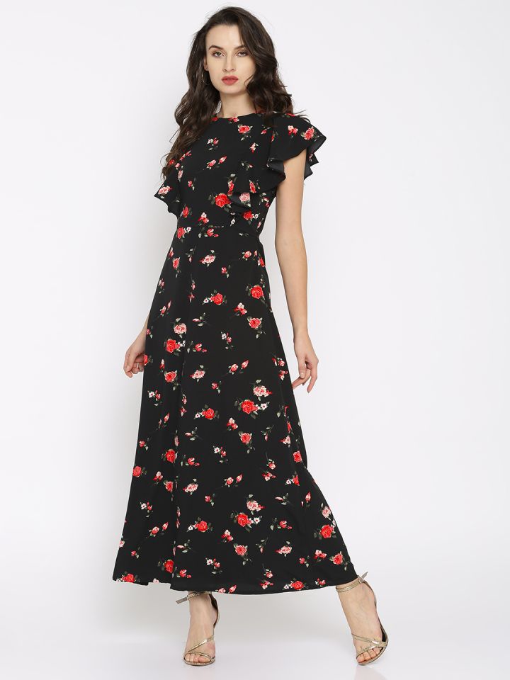 black printed maxi dress