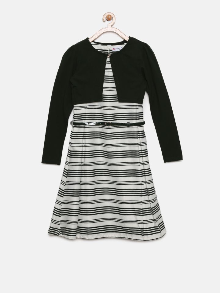 Buy Peppermint Girls Olive Green White Striped A Line Dress Dresses For Girls 2272371 Myntra