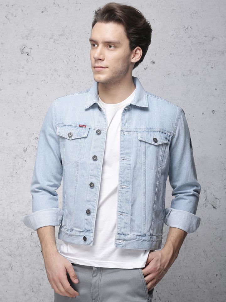 Ecko unltd men blue solid denim jacket top