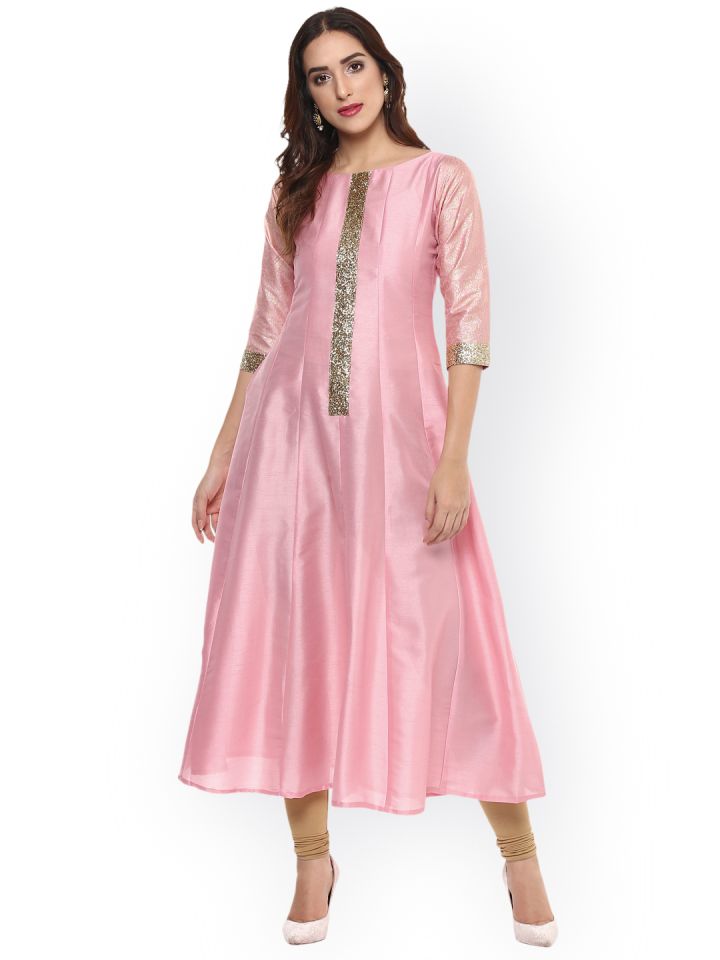 Ahalyaa pink top printed anarkali