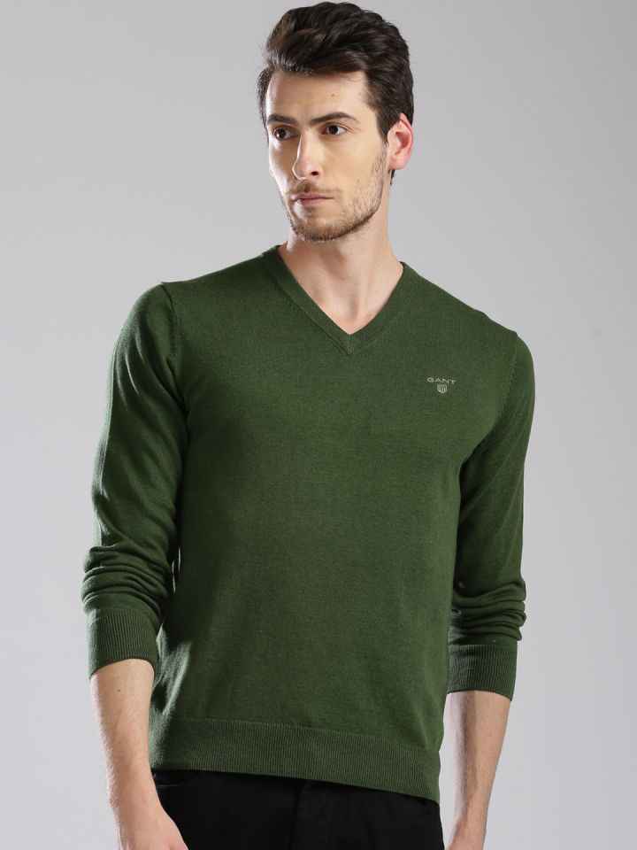 GANT Men Green Solid Pullover GANT Men Green Solid Pullover
