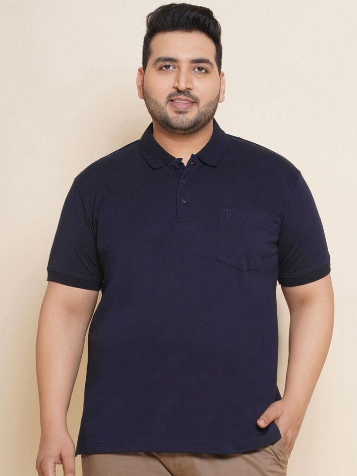 Plus size navy top blue polo shirt