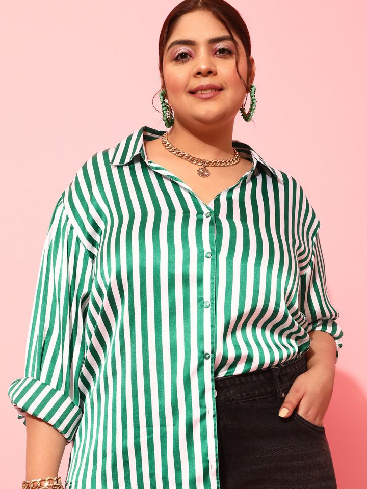 Plus size green shirt store
