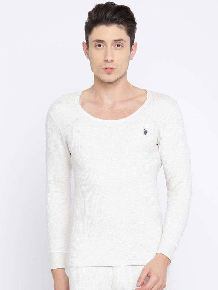 Buy U.S. Polo Assn. Men Off White Striped Thermal T Shirt I619 283