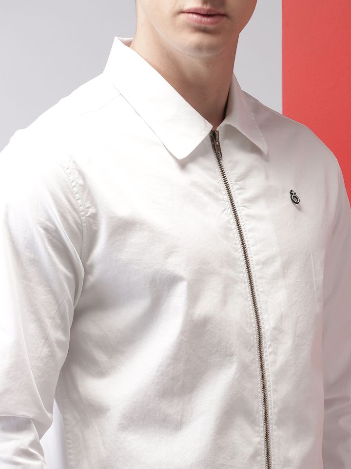 white shirt with zipper