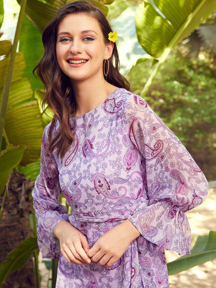 Garden meandering lavender floral print shop maxi dress