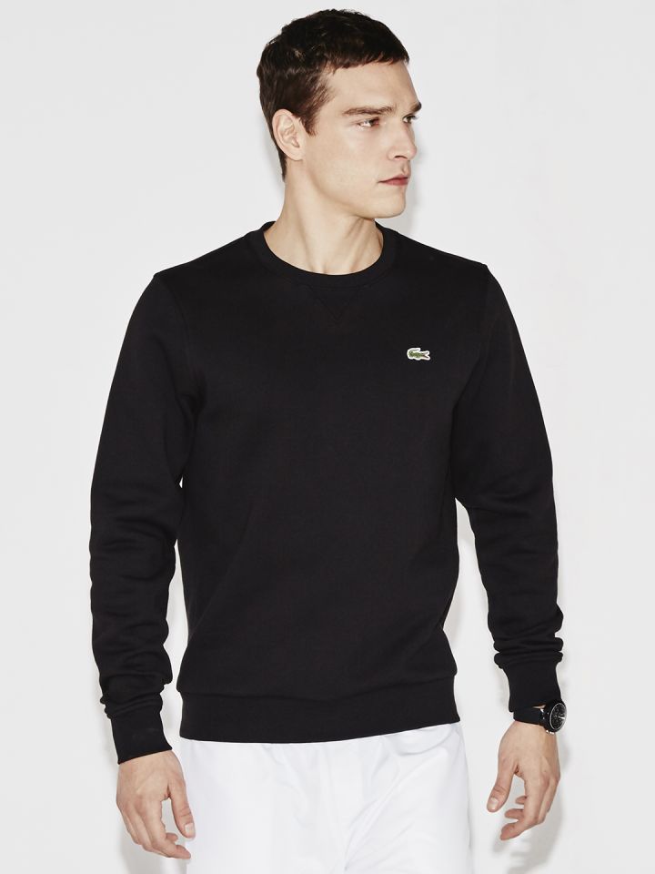 Mens black lacoste sweatshirt on sale