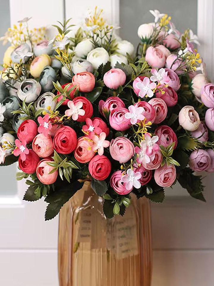 Buy Art Street Pink Small Rose Bride Bouquet Flowers Artificial