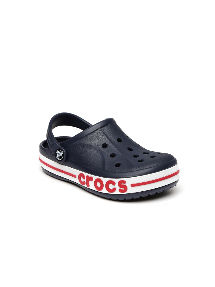 Navy blue top and white crocs