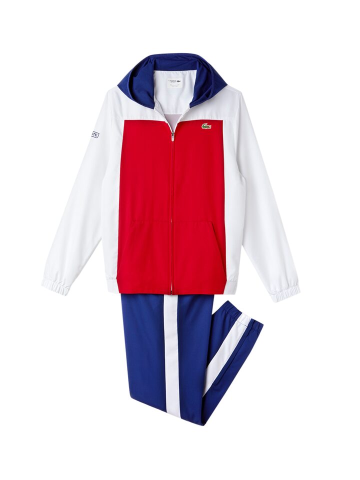 red and white lacoste tracksuit