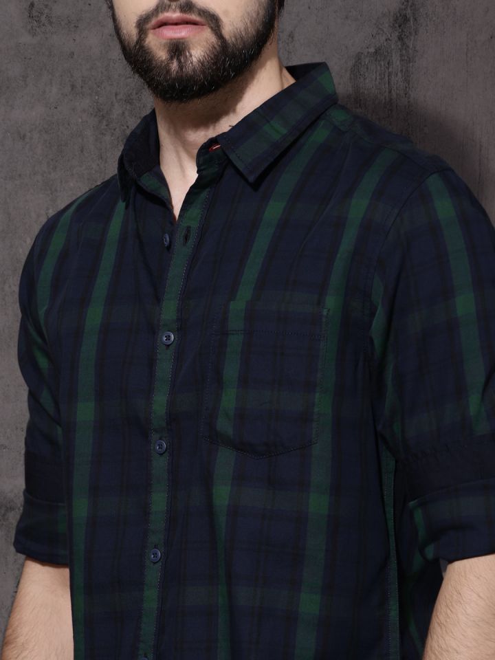 Green blue cheap check shirt
