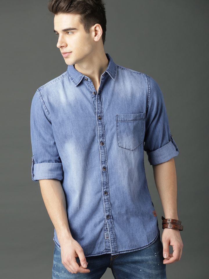 Faded Denim Casual Shirt - Shirts 