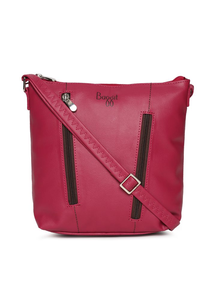 baggit pink solid sling bag
