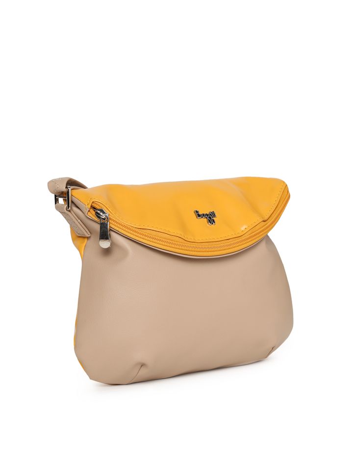 baggit mustard yellow solid sling bag