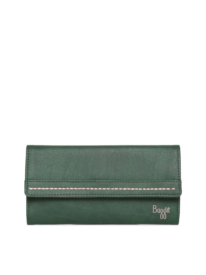 Buy Baggit Women Green Solid Three Fold Wallet Wallets for Women