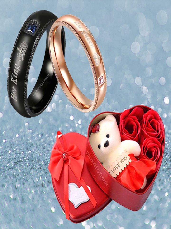 Buy UNIVERSITY TRENDZ King Queen Couple Ring Home Gift Set