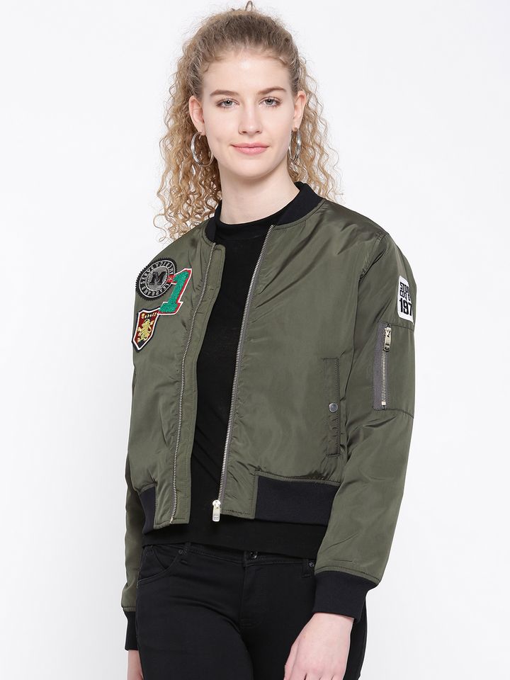 Buy Madame Women Olive Green Applique 