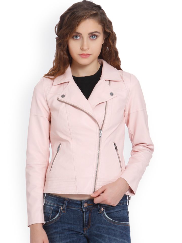 Peach colour hotsell leather jacket