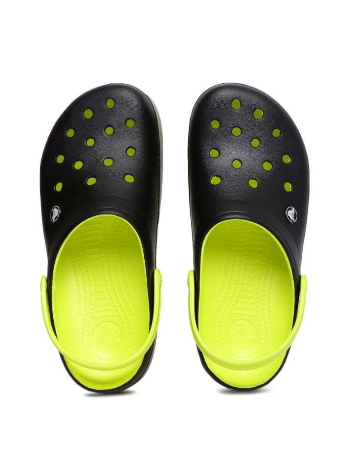 Crocs Unisex Black Yellow Carbon Graphic Solid Clogs