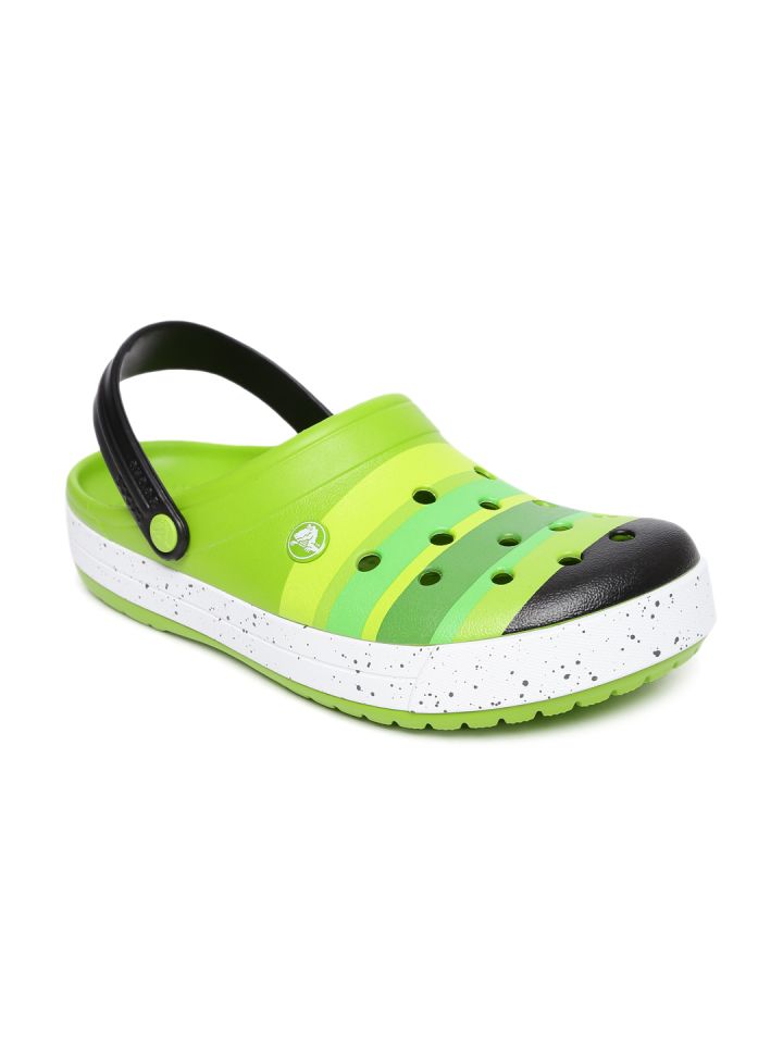 Crocs Unisex Green Yellow Burst Striped Clogs