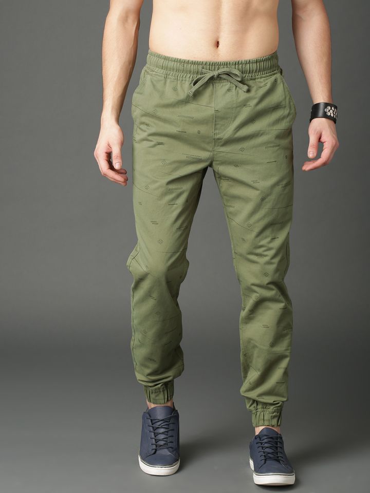 Buy Roadster Men Olive Green Slim Fit Solid Joggers  Trousers for Men  2123848  Myntra