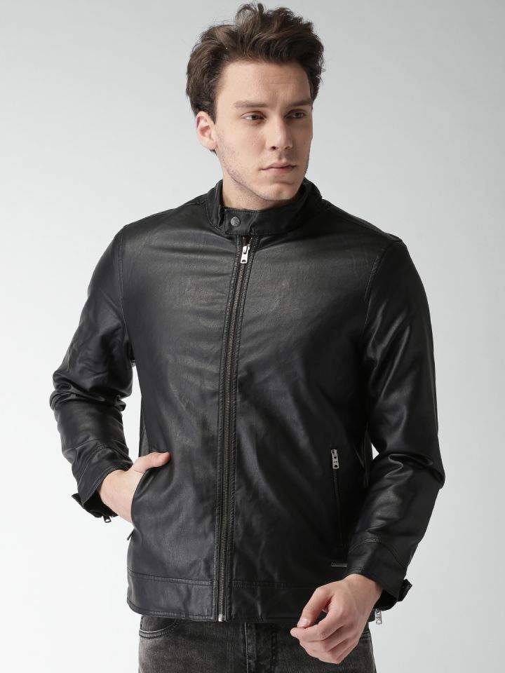 Buy Aeropostale Men Black Solid Biker Jacket Jackets for Men