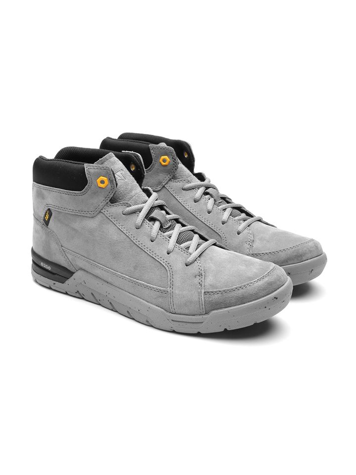 Buy CAT Men Grey Solid Suede Mid Top Sneakers Casual Shoes for
