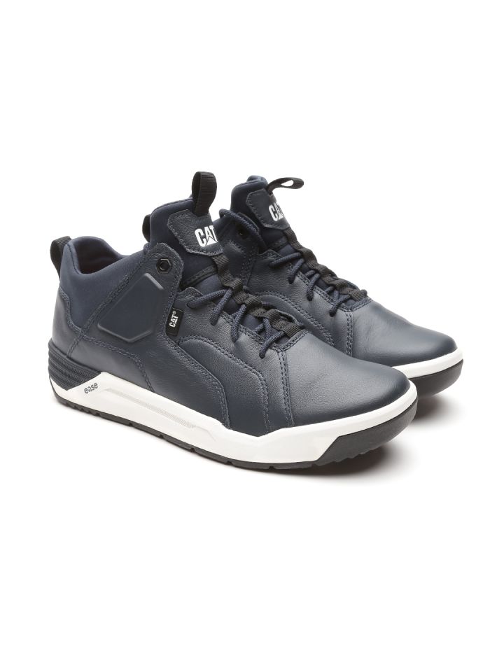 CAT Men Navy Blue Leather Sneakers