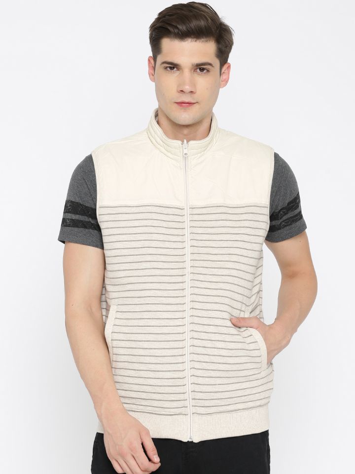Octave Men Beige Solid Reversible Sweatshirt