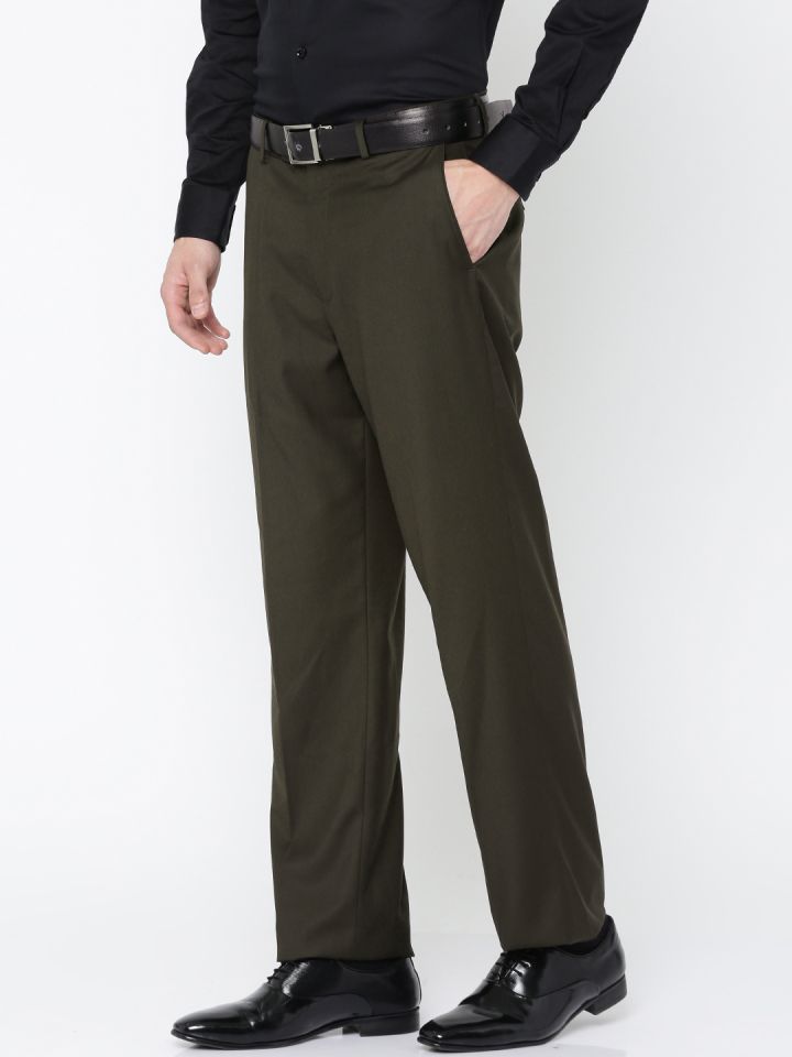 Charcoal Grey Regular Fit Solid Formal Trousers