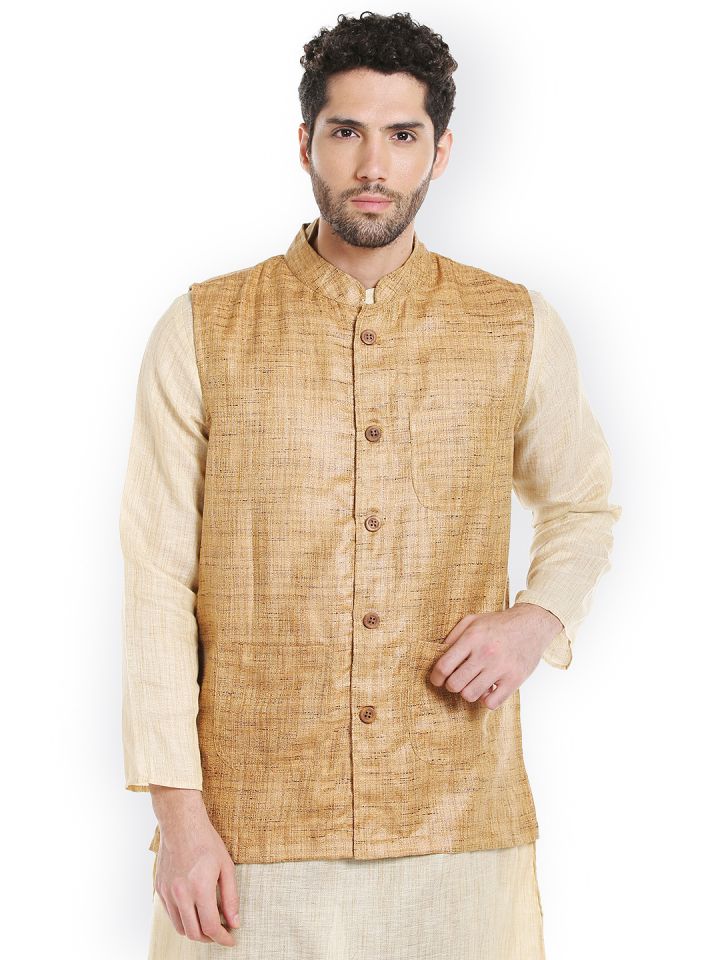 Beige nehru jacket on sale