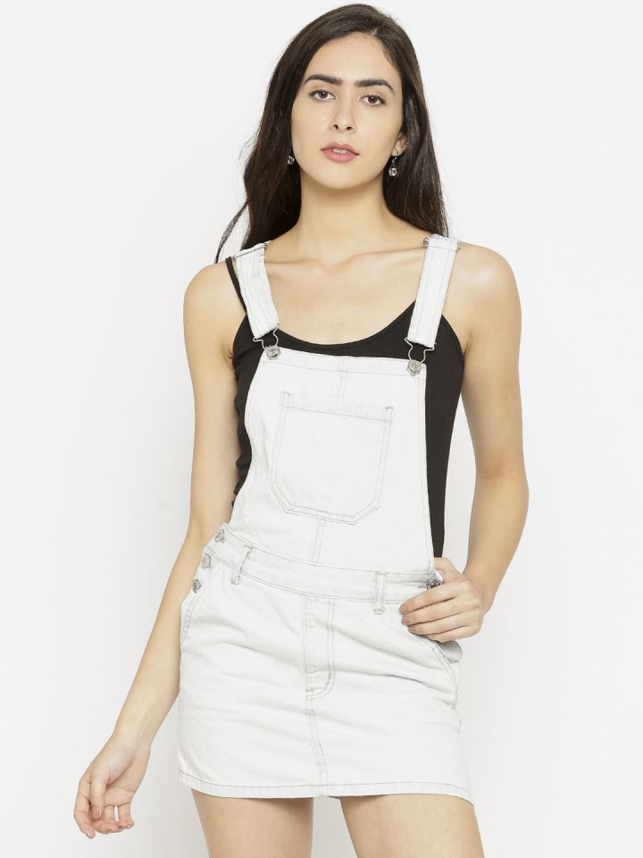 White denim dungaree dress on sale