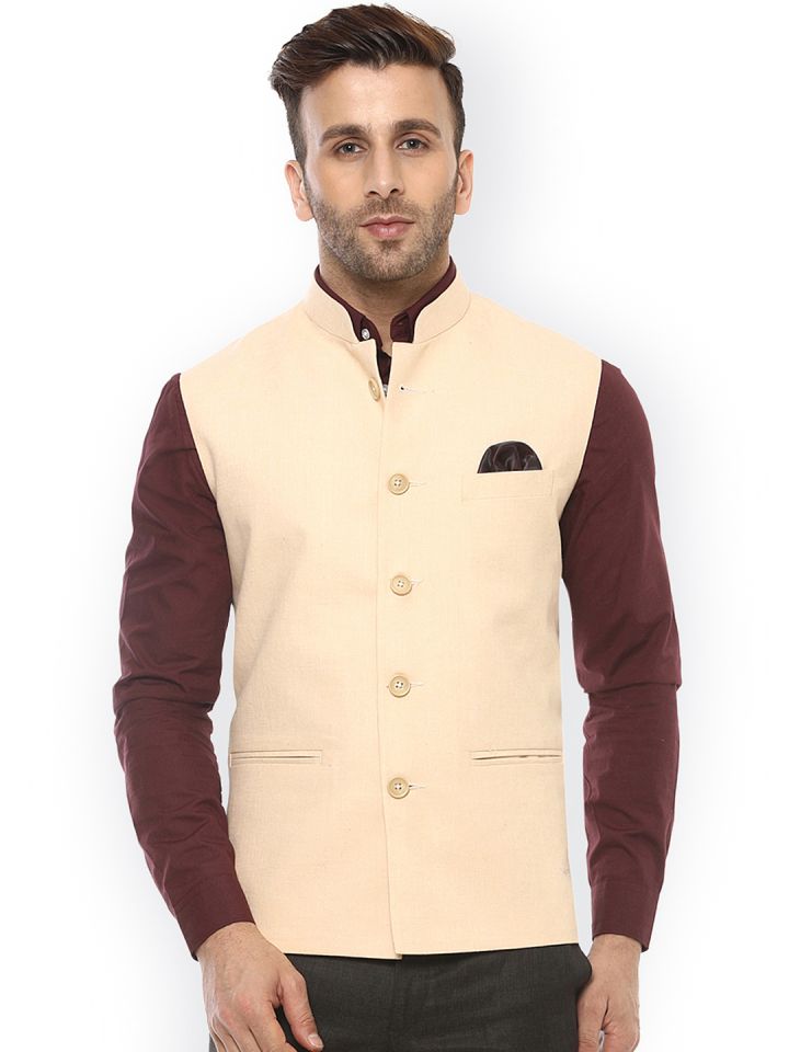 Buy Hangup Cream Nehru Jacket Nehru Jackets for Men 2297709 Myntra
