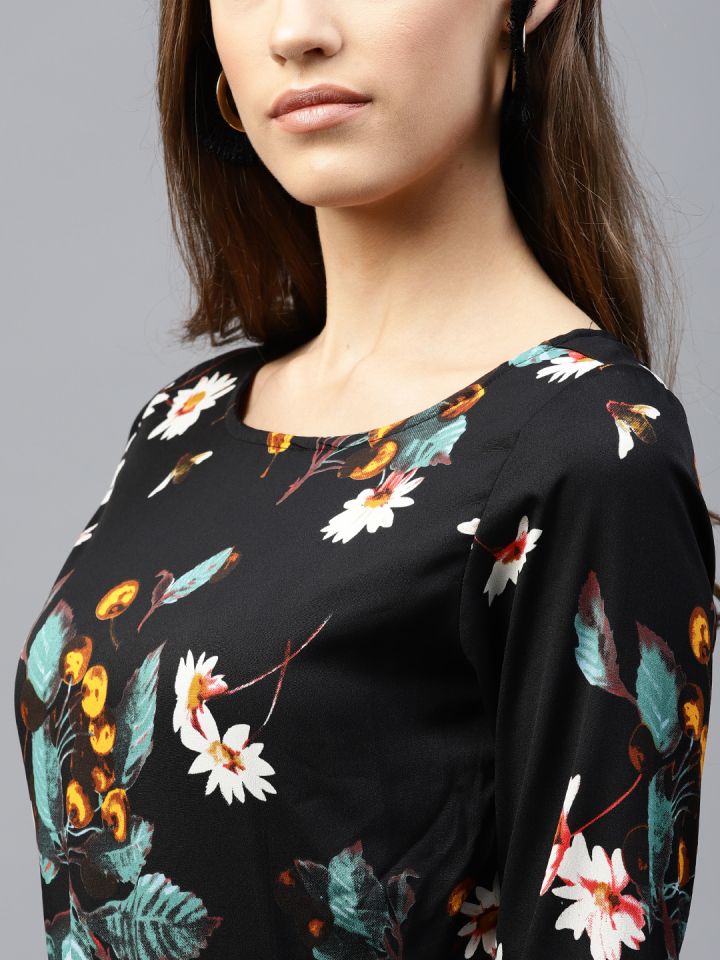 tokyo talkies women black printed maxi dress