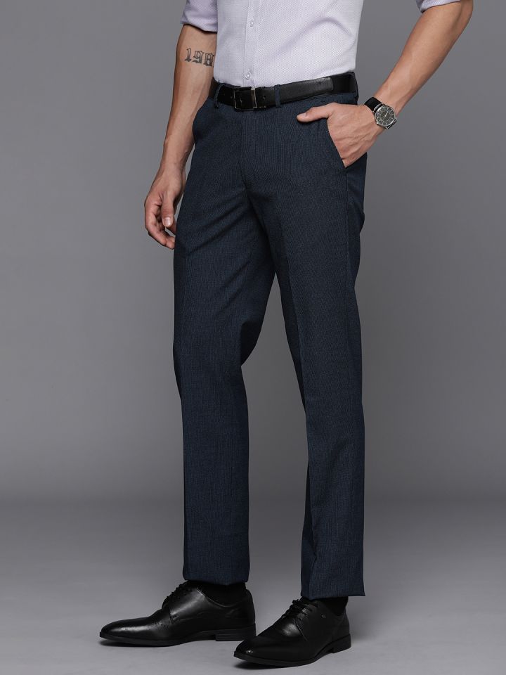 Louis Philippe Formal Trousers : Buy Louis Philippe Grey Checks Trousers  Online