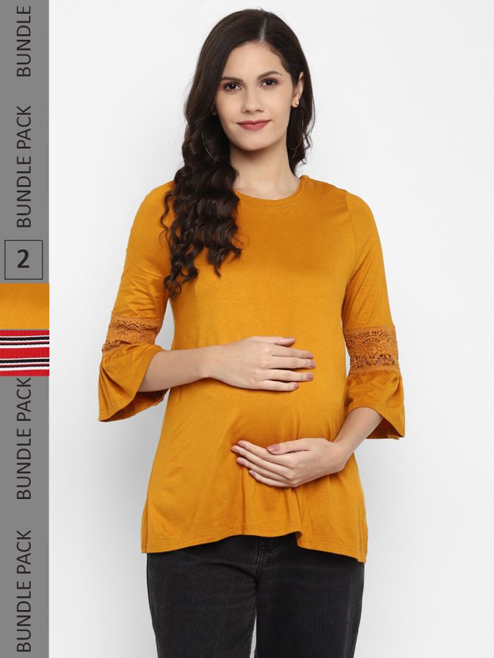 Momsoon Maternity Pack Of 2 Round Neck Feeding Top T Shirt