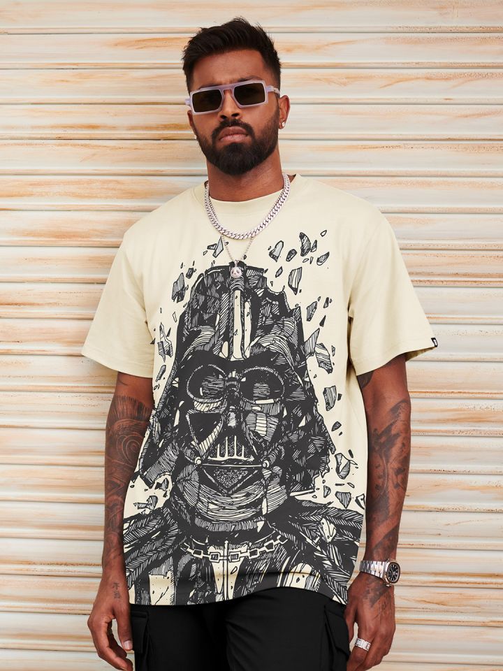 The Souled Store Off White Graphic Printed Pure Cotton T shirt