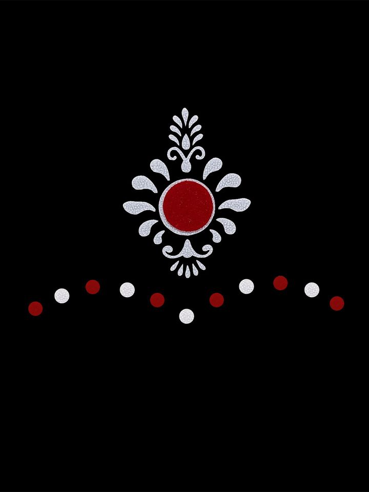 Buy Comet Busters Reusable Bengali Bridal Bindi Silver Toned Red