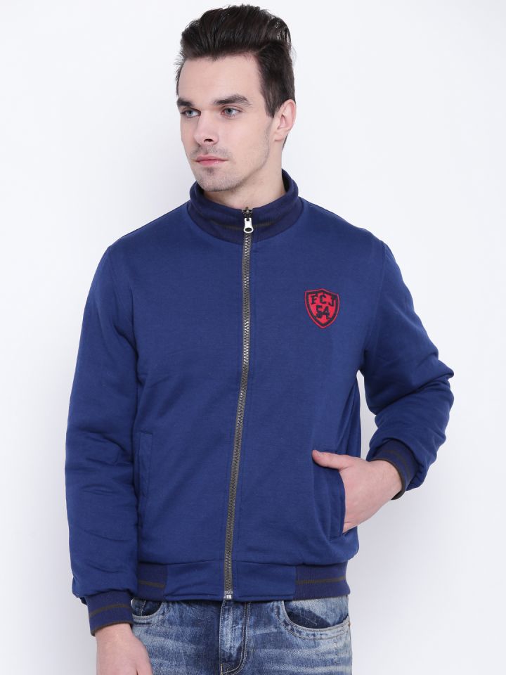 Buy Fort Collins Men Olive Green Navy Blue Solid Reversible