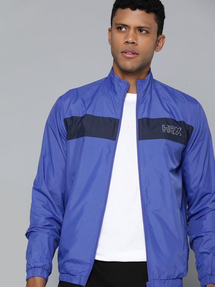 HRX by Hrithik Roshan Striped Brand Logo Print Detail Tailored Jacket