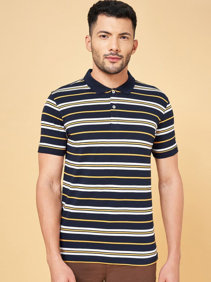 Buy BYFORD By Pantaloons Striped Polo Collar Slim Fit T Shirt