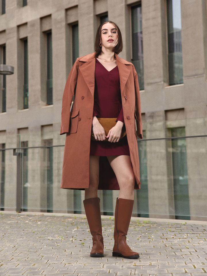 Lapel collar cheap trench coat